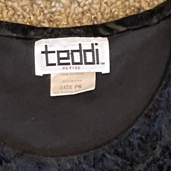 Teddi Black crushed Velvet Long Sleeve Sheath maxi Dress. Size SP. shoulder pads - Picture 11 of 11